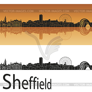 Sheffield skyline in orange background - vector EPS clipart