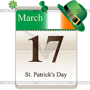 St Patricks Day Calendar - vector clipart / vector image