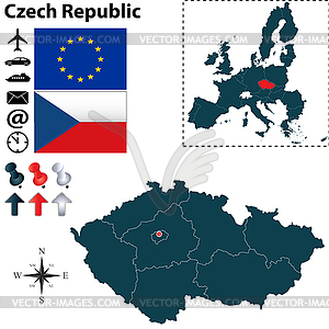 Map of Czech Republic with European Union - vector image
