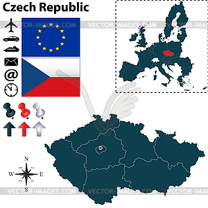 Карта Чехии с Европейским Союзом - клипарт в векторном виде