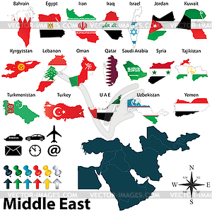 Maps of Middle East - vector clip art