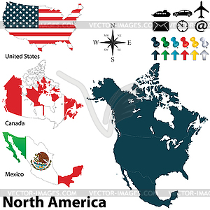 Political map of North America - vector image