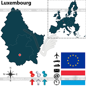 Карта Люксембурга с Европейским Союзом - изображение в векторном виде
