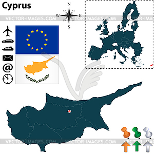 Карта Кипра с Европейским Союзом - иллюстрация в векторном формате