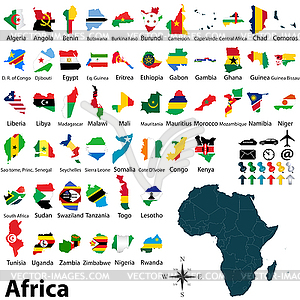 Maps with flags of Africa - vector clipart