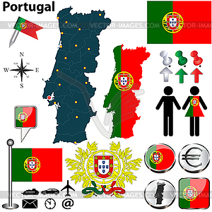 Portugal map - vector clipart