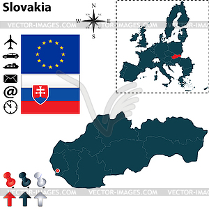 Map of Slovakia with European Union - vector clipart