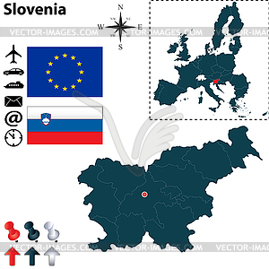 Map of Slovenia with European Union - vector image