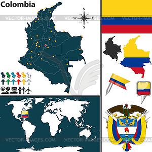 Map of Colombia - stock vector clipart