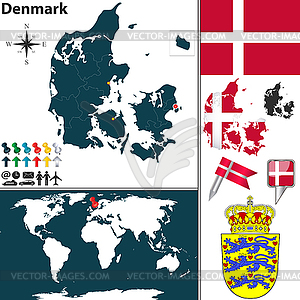 Map of Denmark - vector clip art