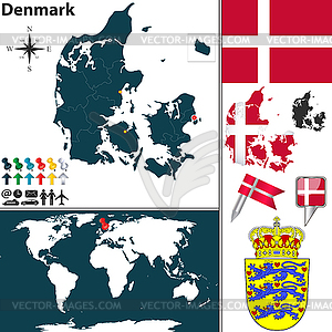 Карта Дании - векторный клипарт