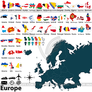 Политическая карта Европы - векторный клипарт