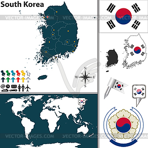 Map of South Korea - vector clipart