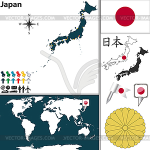 Map of Japan - vector clipart