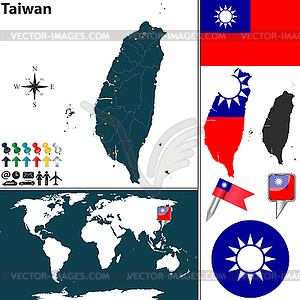 Map of Taiwan - vector clip art