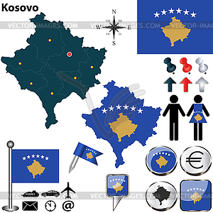 Map of Kosovo - vector clipart