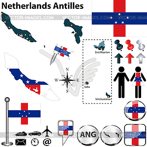 Map of Netherlands Antilles - vector clipart