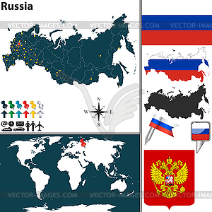 Карта России - векторный клипарт