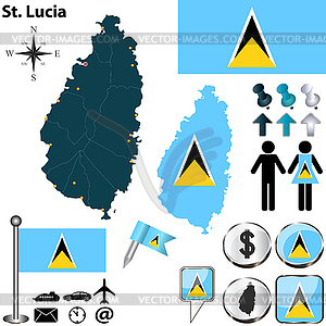 Map of St. Lucia - vector image