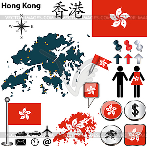 Map of Hong Kong - stock vector clipart