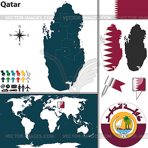 Map of Qatar - vector clip art