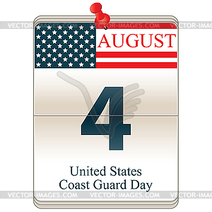 Calendar of United States Coast Guard Day - vector clipart