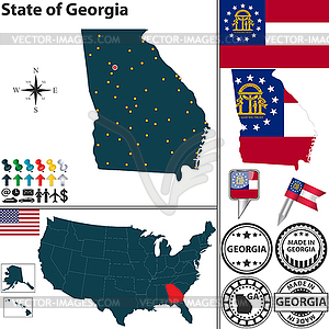 Map of state Georgia, USA - vector clip art