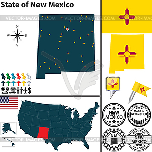 Map of state New Mexico, USA - vector image