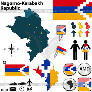 Карта Нагорно-Карабахской Республики - векторный эскиз