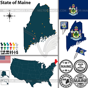 Map of state Maine, USA - vector clipart