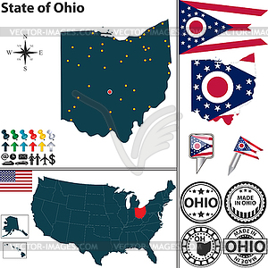 Map of state Ohio, USA - vector clipart