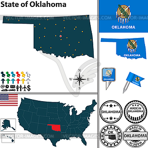 Map of state Oklahoma, USA - vector image