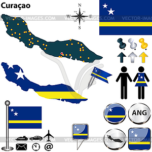 Map of Curacao - vector clip art