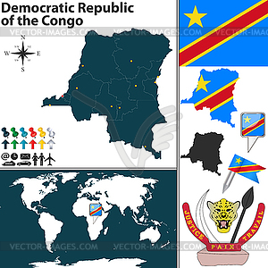 Map of Democratic Republic of Congo - vector image