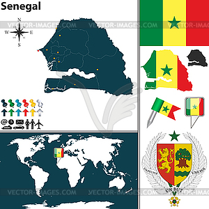 Map of Senegal - vector clip art