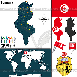 Map of Tunisia - vector image