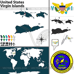 Map of United States Virgin Islands - vector clip art