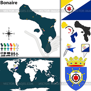 Map of Bonaire - vector clipart