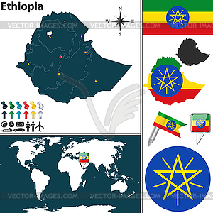 Map of Ethiopia - royalty-free vector clipart