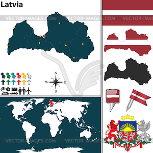 Карта Латвии - векторный клипарт