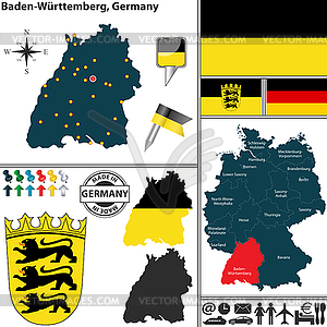 Map of Baden-Wurttemberg, Germany - vector clipart
