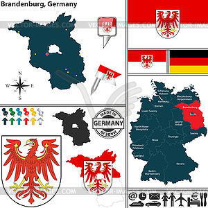 Map of Brandenburg, Germany - vector image