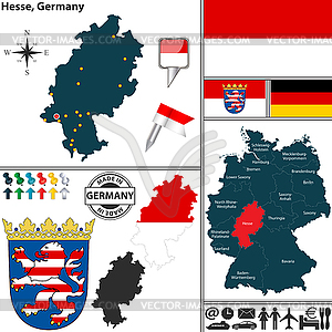 Map of Hesse, Germany - vector image