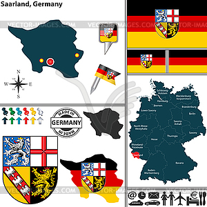 Map of Saarland, Germany - vector clip art