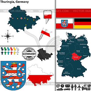 Map of Thuringia, Germany - vector image