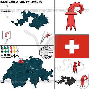 Map of Basel-Landschaft, Switzerland - vector clipart