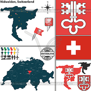 Map of Nidwalden, Switzerland - vector image