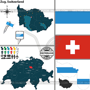 Карта Цуг, Швейцария - стоковый клипарт