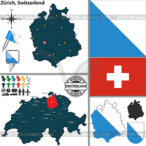 Map of Zurich, Switzerland - vector image