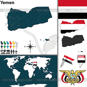 Map of Yemen - vector clipart